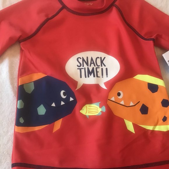 NWT carters fish SNACK TIME  rash guard shirt  2t - Picture 1 of 2